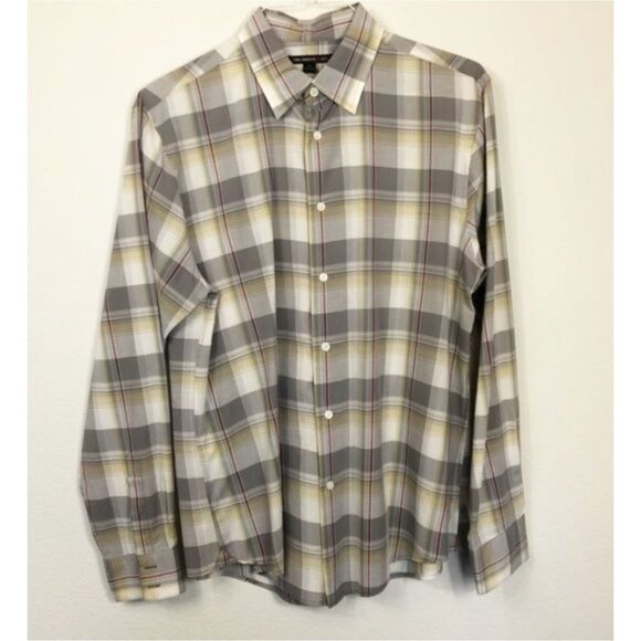 John Varvatos Modern Plaid Button-Down Shirt Cotton Long Sleeve Classic Size M - Picture 8 of 9